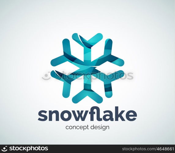 Vector Christmas snowflake logo template, abstract business icon