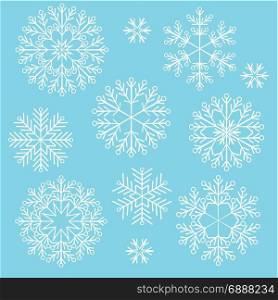 Vector Christmas snowflake. Vector illustration of Christmas snowflake. Snow on a blue background