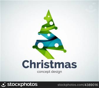 Vector Christmas tree logo template, abstract business icon