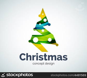 Vector Christmas tree logo template, abstract business icon