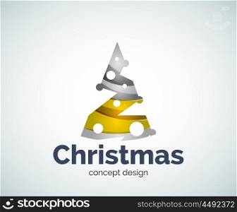 Vector Christmas tree logo template, abstract business icon