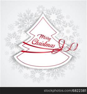 Vector Christmas tree. Merry Christmas card, Christmas tree and snowflakes