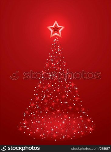 vector christmas tree on red background