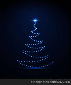 Vector Christmas Tree. Vector Christmas tree on a dark background