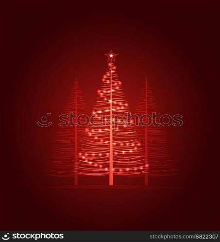 Vector Christmas Tree. Vector Christmas trees on a dark background