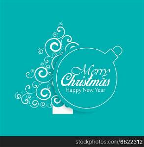 Vector Christmas tree. Vector illustration blue background with Christmas tree