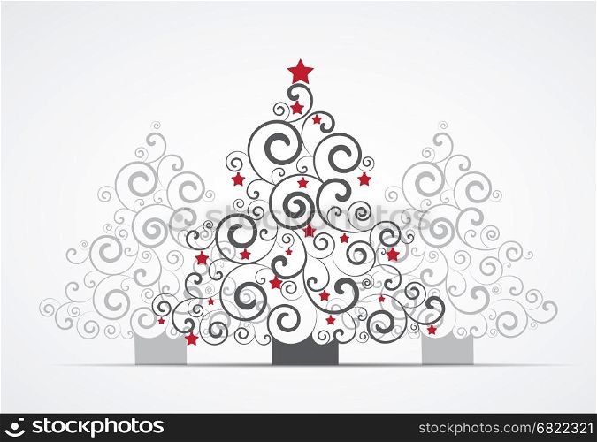 Vector Christmas tree. Vector illustration white background with Christmas trees