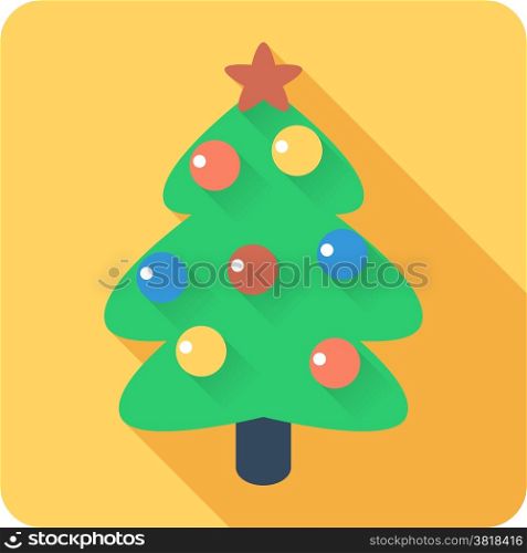 Vector Christmas tree with balls icon flat design