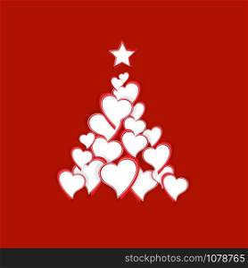 Vector Christmas tree with hearts