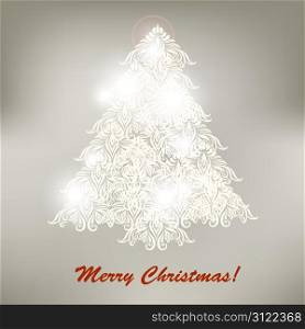 "Vector Christmas tree, with "Merry Christmas" Greeting"