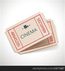 Vector cinema retro ticket icon isolated on white