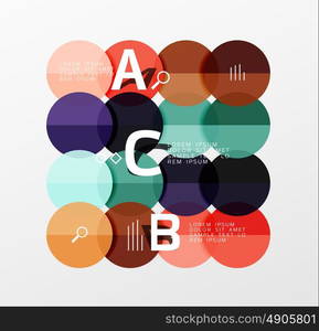 Vector circle bubbles modern geometric background. Vector circle bubbles modern geometric background with option letter design. Vector template background for workflow layout, diagram, number options or web design