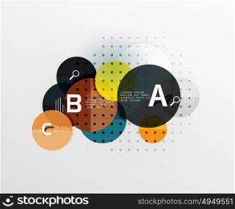 Vector circle bubbles modern geometric background. Vector circle bubbles modern geometric background with option letter design. Vector template background for workflow layout, diagram, number options or web design