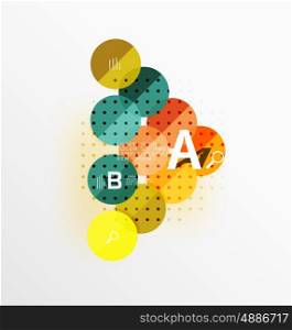 Vector circle bubbles modern geometric background with option letter design. Vector template background for workflow layout, diagram, number options or web design