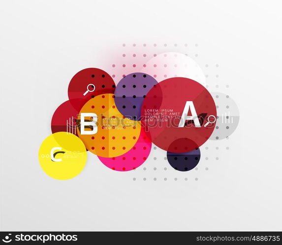 Vector circle bubbles modern geometric background with option letter design. Vector template background for workflow layout, diagram, number options or web design