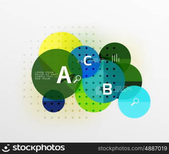 Vector circle bubbles modern geometric background with option letter design. Vector template background for workflow layout, diagram, number options or web design