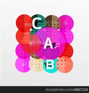 Vector circle bubbles modern geometric background with option letter design. Vector template background for workflow layout, diagram, number options or web design