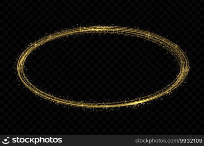 Vector circle golden light tracing effect. Glowing magic fire ring trace. Vector circle golden light tracing effect