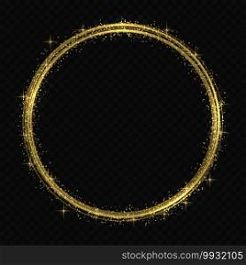 Vector circle golden light tracing effect. Glowing magic fire ring trace. light tracing effect.