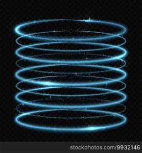 Vector circle neon light tracing effect. Glowing magic fire ring trace. Vector circle neon light tracing effect