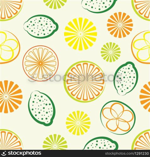 vector citrus seamless background. abstract grapefruit, lemon, lime and orange symbols. tropical fruit pattern
