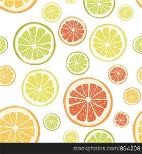vector citrus seamless background of lemon or orange slices. juicy fruit seamless pattern. fresh citrus for healthy diet