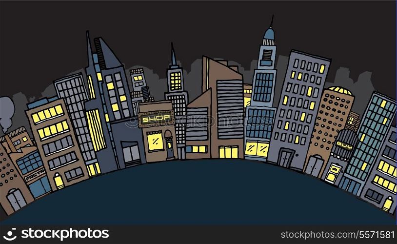 Vector city at night