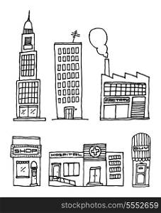 Vector City Buildings / Ink drawing