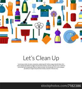 Vector cleaning flat icons background with place for text illustration. Vector cleaning flat icons background illustration on white