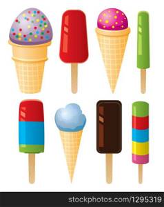 vector clipart of colorful icecream and popsicles