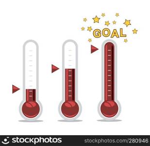 vector clipart of goal thermometers at different levels