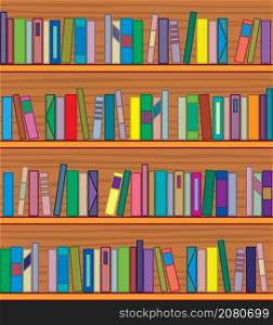 vector clipart of wooden bookshelf with books