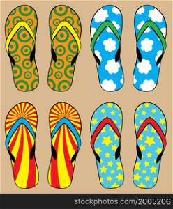 vector clipart set of colorful flip flops