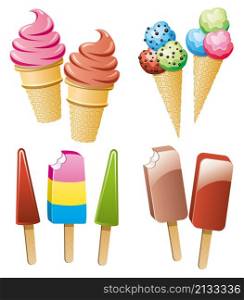 vector clipart set of colorful icecream and popsicles