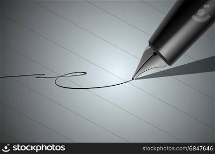 Vector Close up of a pen and signature