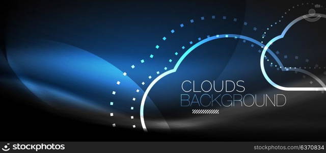 Vector cloud computing, storage concept. Vector blue cloud computing, storage concept, neon digital background