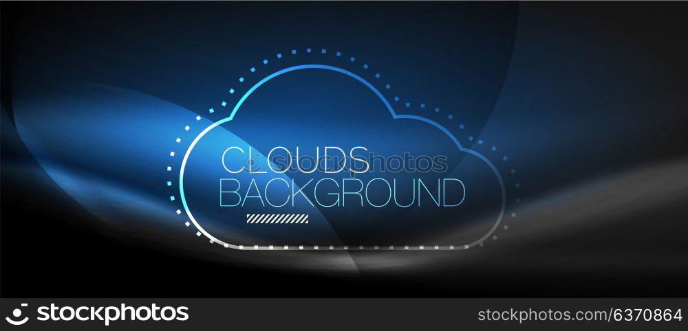 Vector cloud computing, storage concept. Vector blue cloud computing, storage concept, neon digital background