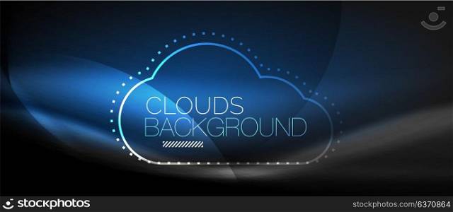 Vector cloud computing, storage concept. Vector blue cloud computing, storage concept, neon digital background