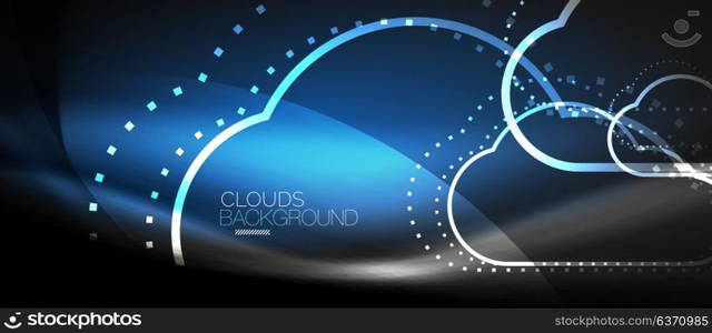 Vector cloud computing, storage concept. Vector blue cloud computing, storage concept, neon digital background