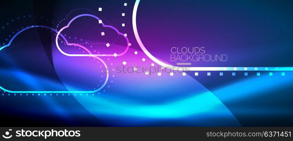Vector cloud computing, storage concept. Vector blue cloud computing, storage concept, neon digital background