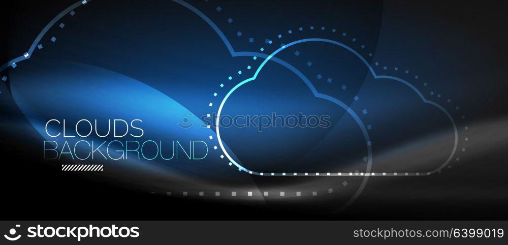Vector cloud computing, storage concept. Vector blue cloud computing, storage concept, neon digital background