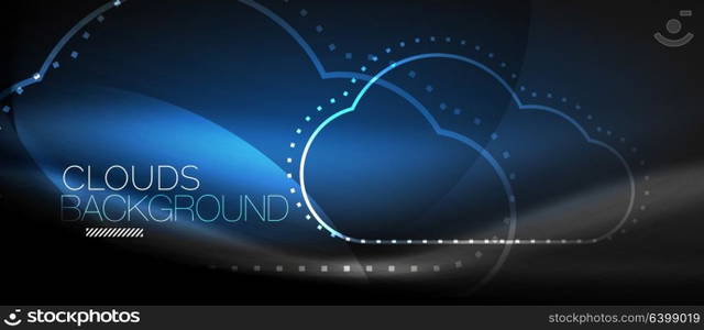 Vector cloud computing, storage concept. Vector blue cloud computing, storage concept, neon digital background