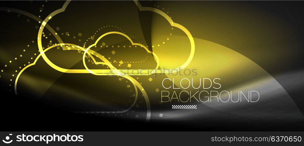 Vector cloud computing, storage concept. Vector cloud computing, storage concept, neon digital background