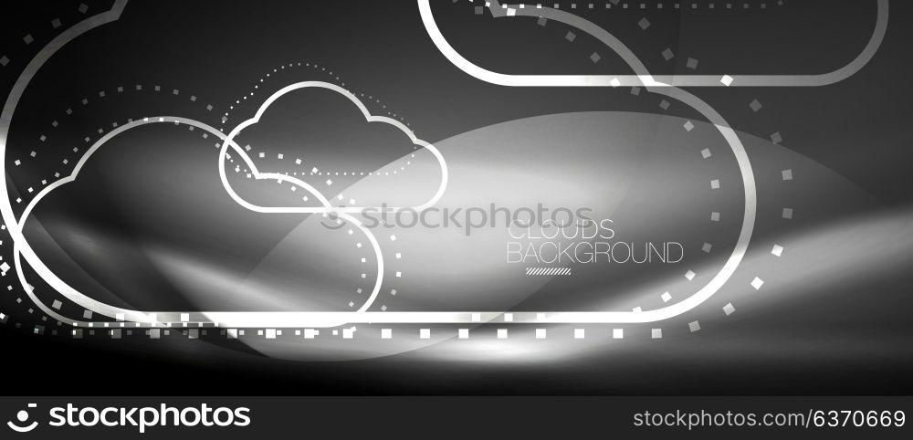 Vector cloud computing, storage concept. Vector cloud computing, storage concept, neon digital background