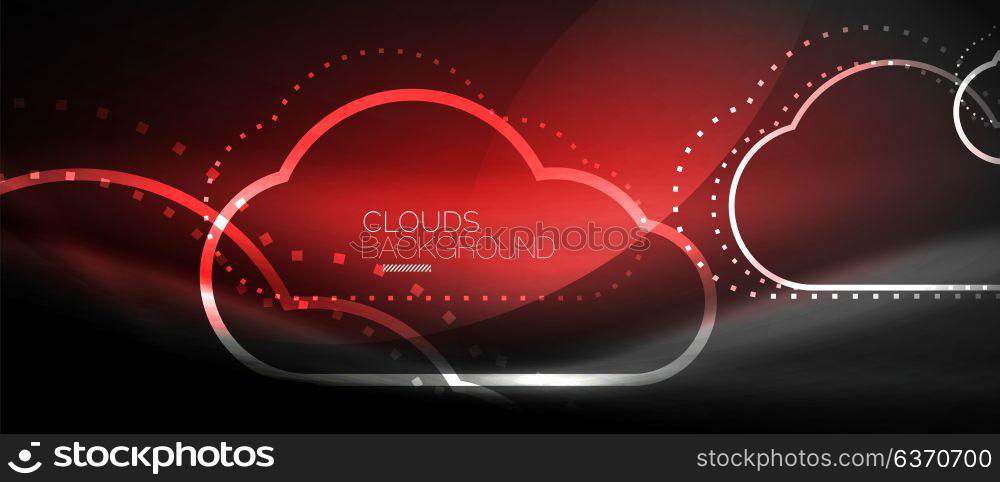 Vector cloud computing, storage concept. Vector cloud computing, storage concept, neon digital background
