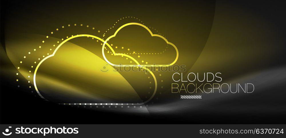 Vector cloud computing, storage concept. Vector cloud computing, storage concept, neon digital background