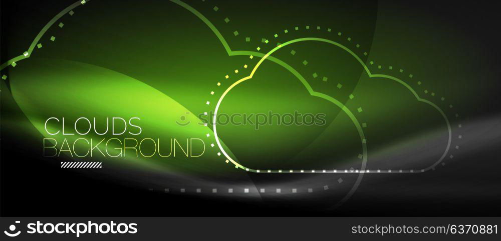 Vector cloud computing, storage concept. Vector cloud computing, storage concept, neon digital background