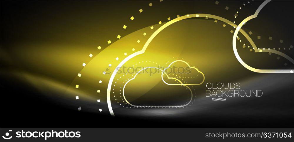 Vector cloud computing, storage concept. Vector cloud computing, storage concept, neon digital background