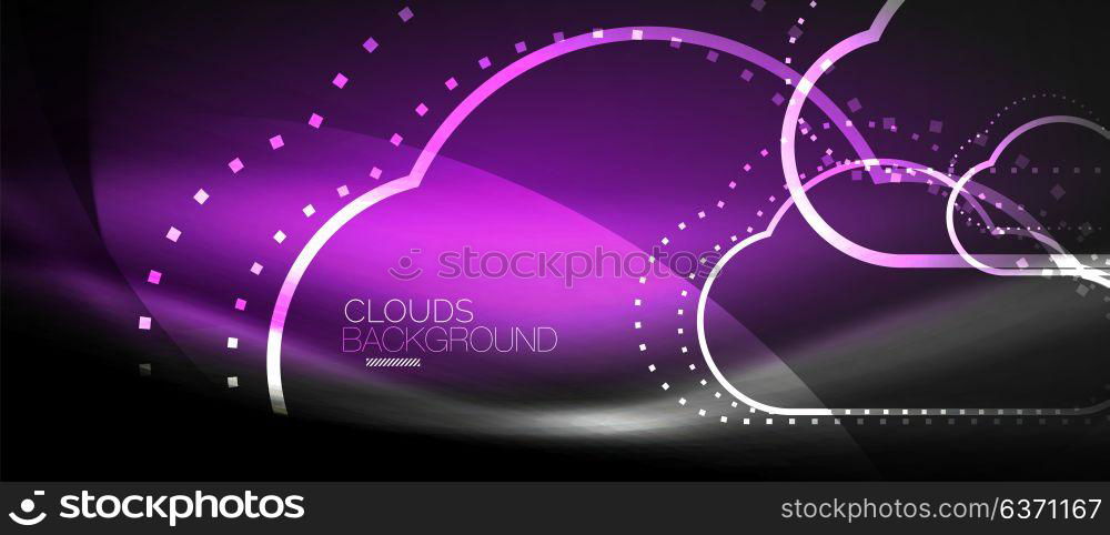 Vector cloud computing, storage concept. Vector cloud computing, storage concept, neon digital background