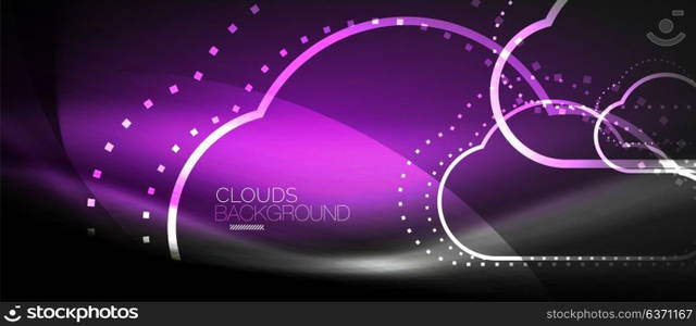 Vector cloud computing, storage concept. Vector cloud computing, storage concept, neon digital background